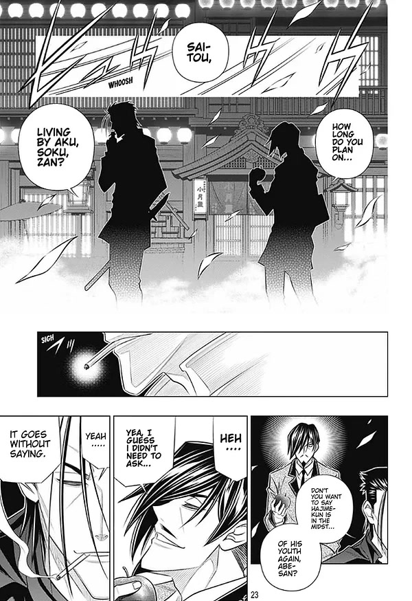 Rurouni Kenshin: Hokkaido Arc Chapter 46 page 23 - Chapter 46: Sapporo Shinsengumi Elegy Part 11: The Northern District and Old Friends
