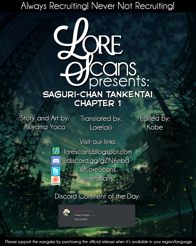 Saguri-chan Tankentai Chapter 1 page 1 - Chapter 1: Negishi Shinrin Park's Grandstand