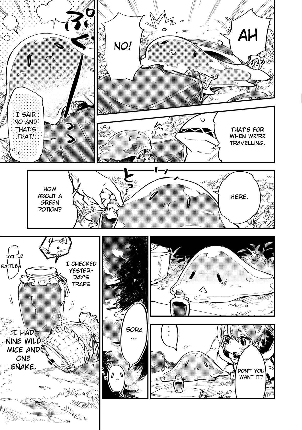 Saijaku teima wa gomi hiroi no tabi o hajimemashita . Chapter 3.1 page 5 - Chapter 3.1: (part two)