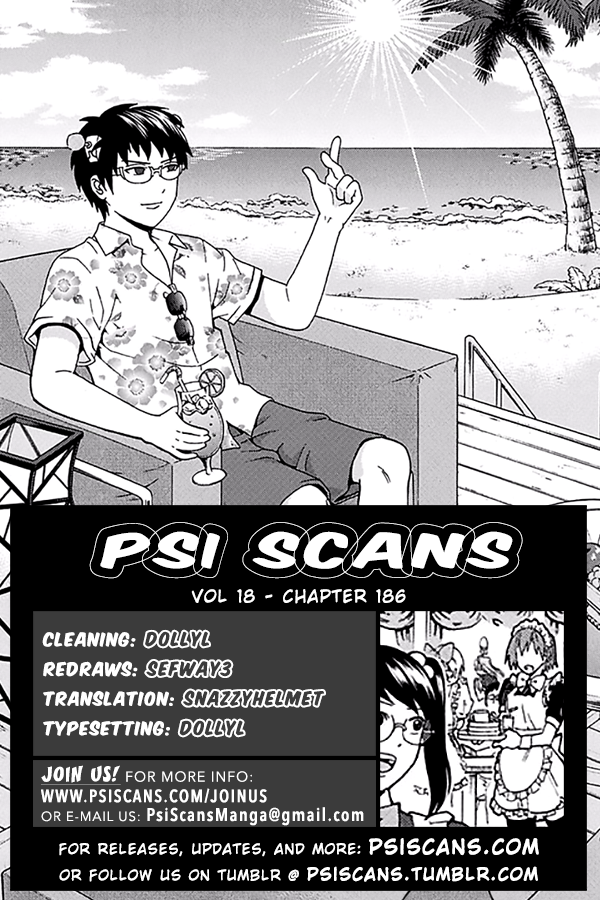 Saiki Kusuo no Sainan Chapter 186 page 1 - Chapter 186: Mera ChiPSIto's Reunion (1st Half)