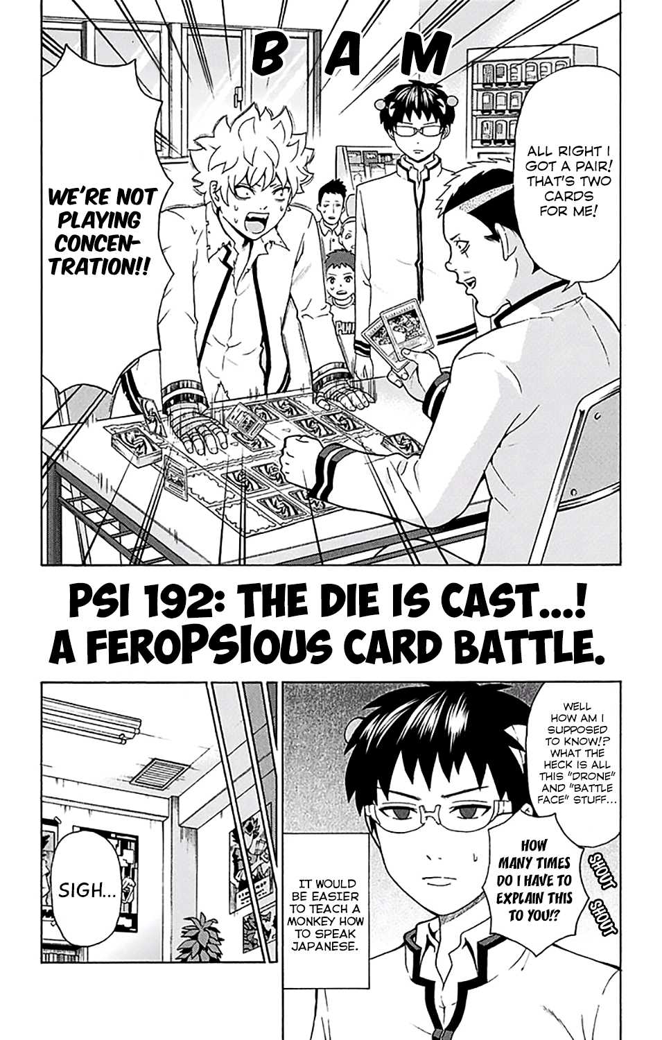 Saiki Kusuo no Sainan Chapter 192 page 3 - Chapter 192: The Die is Cast...! A FeroPSIous Card Battle