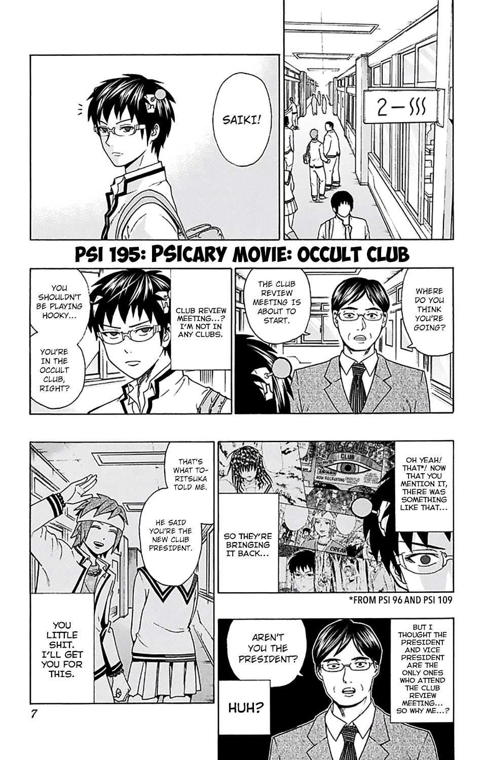 Saiki Kusuo no Sainan Chapter 195 page 9 - Chapter 195: PSIcary Movie: Occult Club