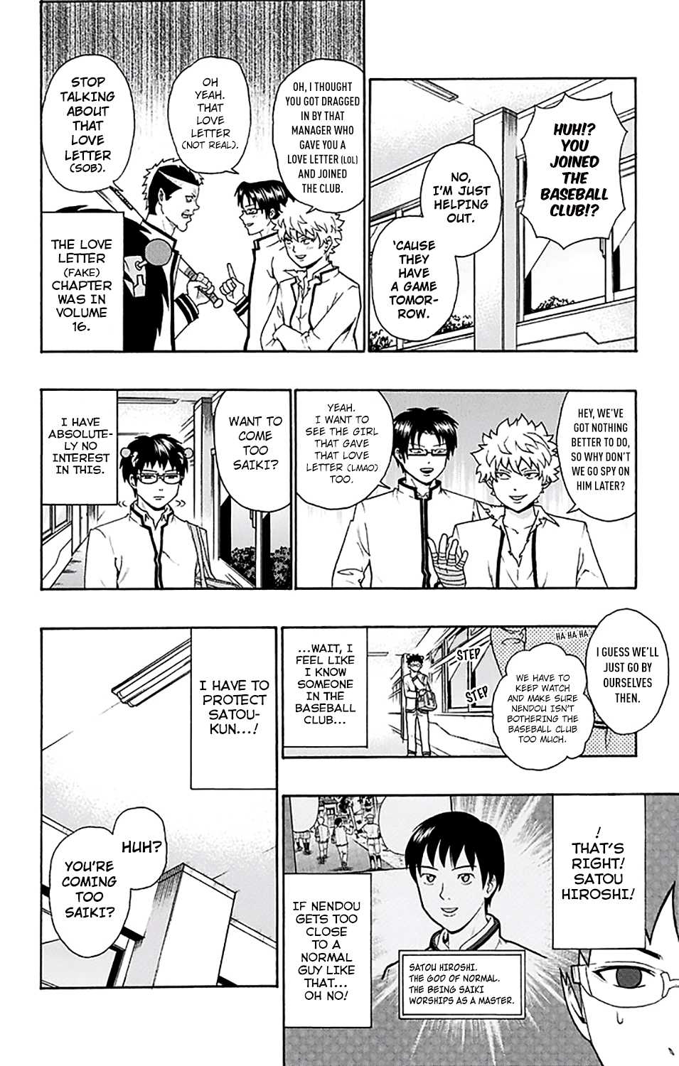 Saiki Kusuo no Sainan Chapter 198 page 3 - Chapter 198: ReconPSItructing the Baseball Club! (First Part)