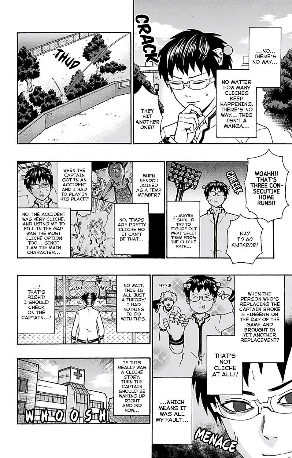 Saiki Kusuo no Sainan Chapter 199 page 13 - Chapter 199: ReconPSItructing the Baseball Club! (Middle Part)