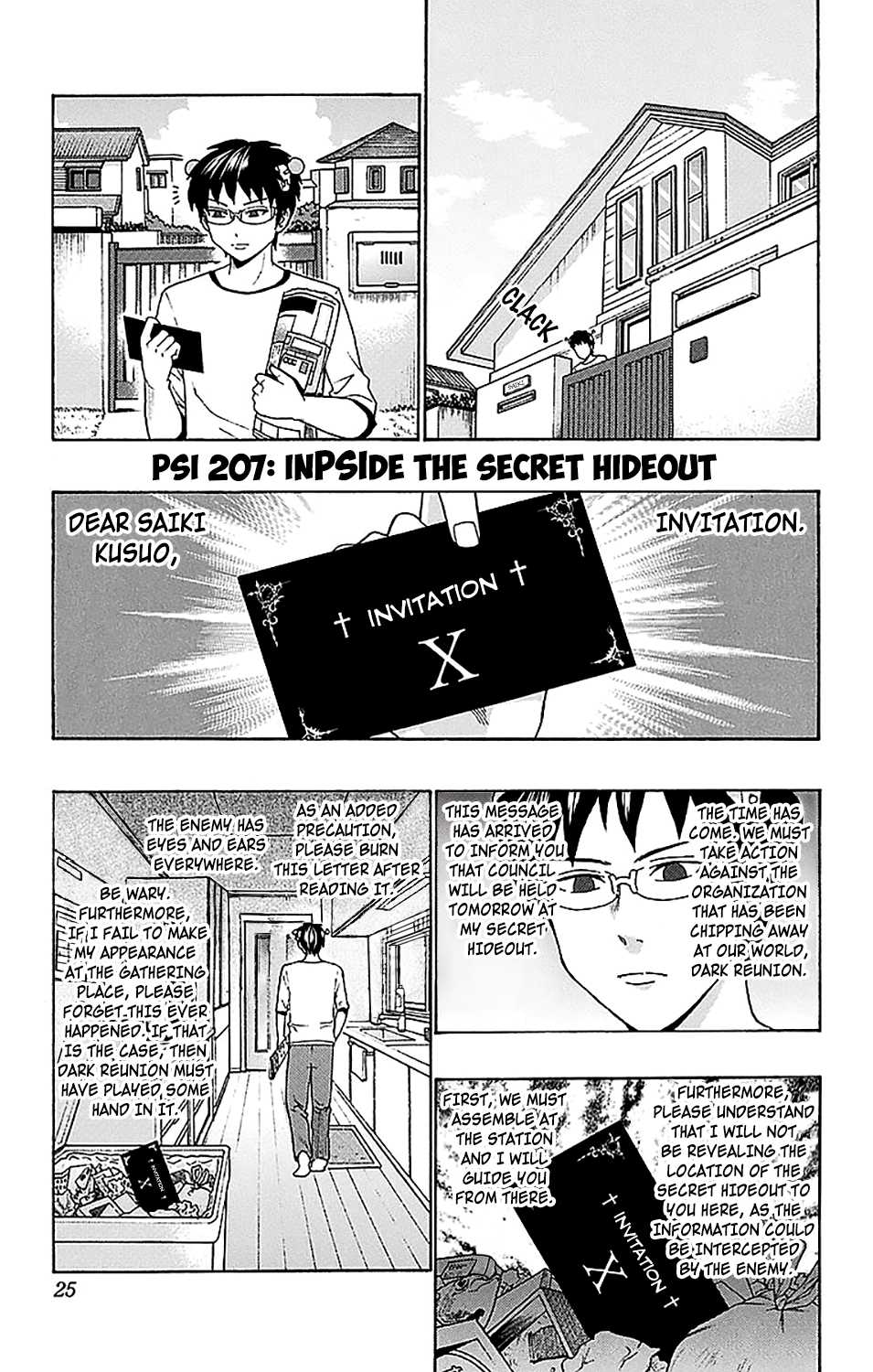 Saiki Kusuo no Sainan Chapter 207 page 2 - Chapter 207: InPSIde the Secret Hideout