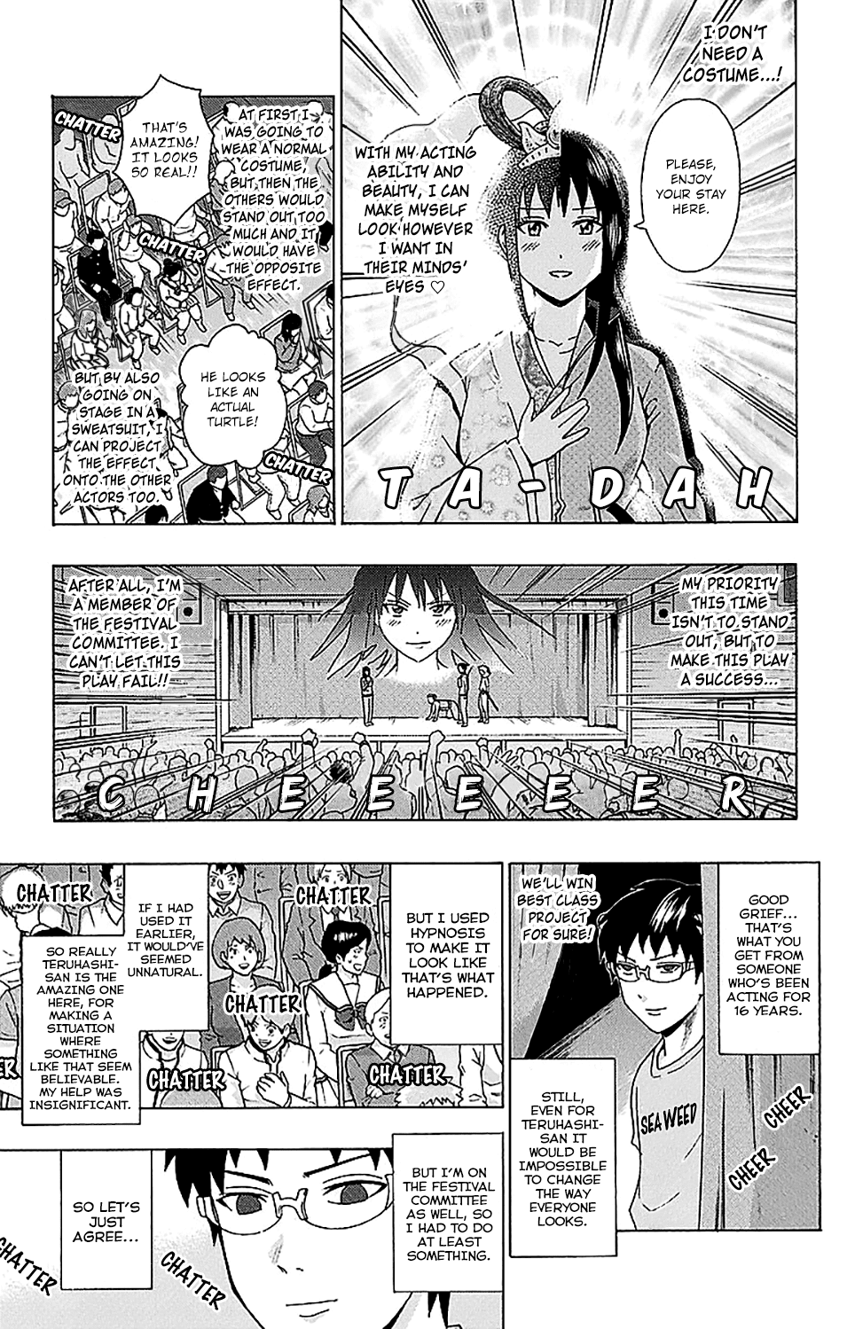 Saiki Kusuo no Sainan Chapter 218 page 15 - Chapter 218: PK Academy School Cultural FestPSIval Performance Part