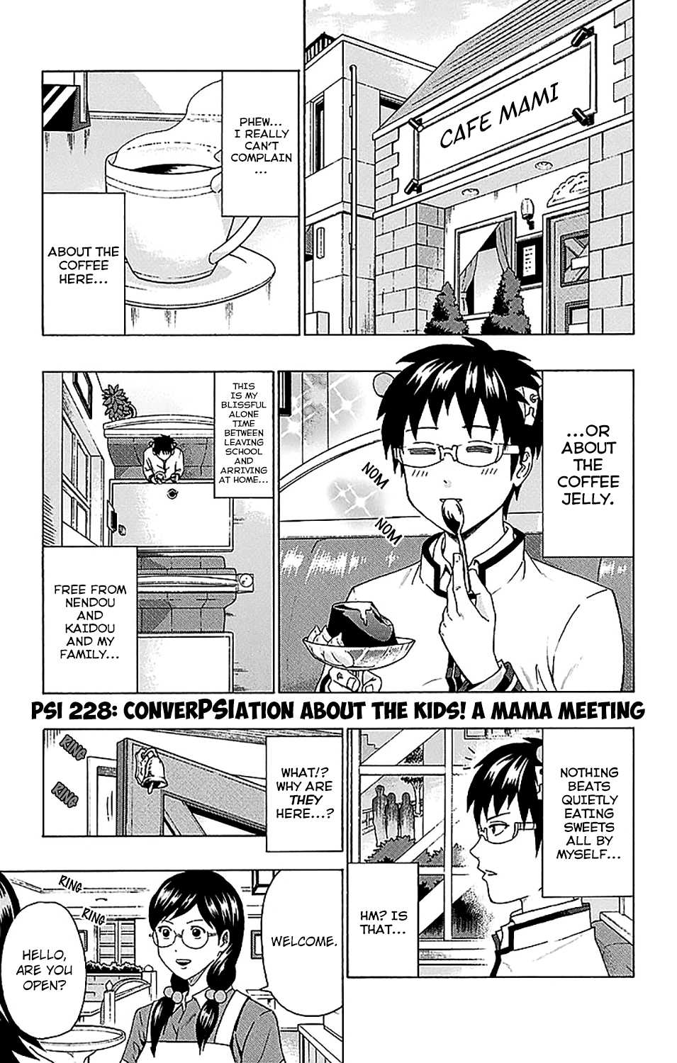 Saiki Kusuo no Sainan Chapter 228 page 9 - Chapter 228: ConverPSIation About the Kids! A Mama Meeting