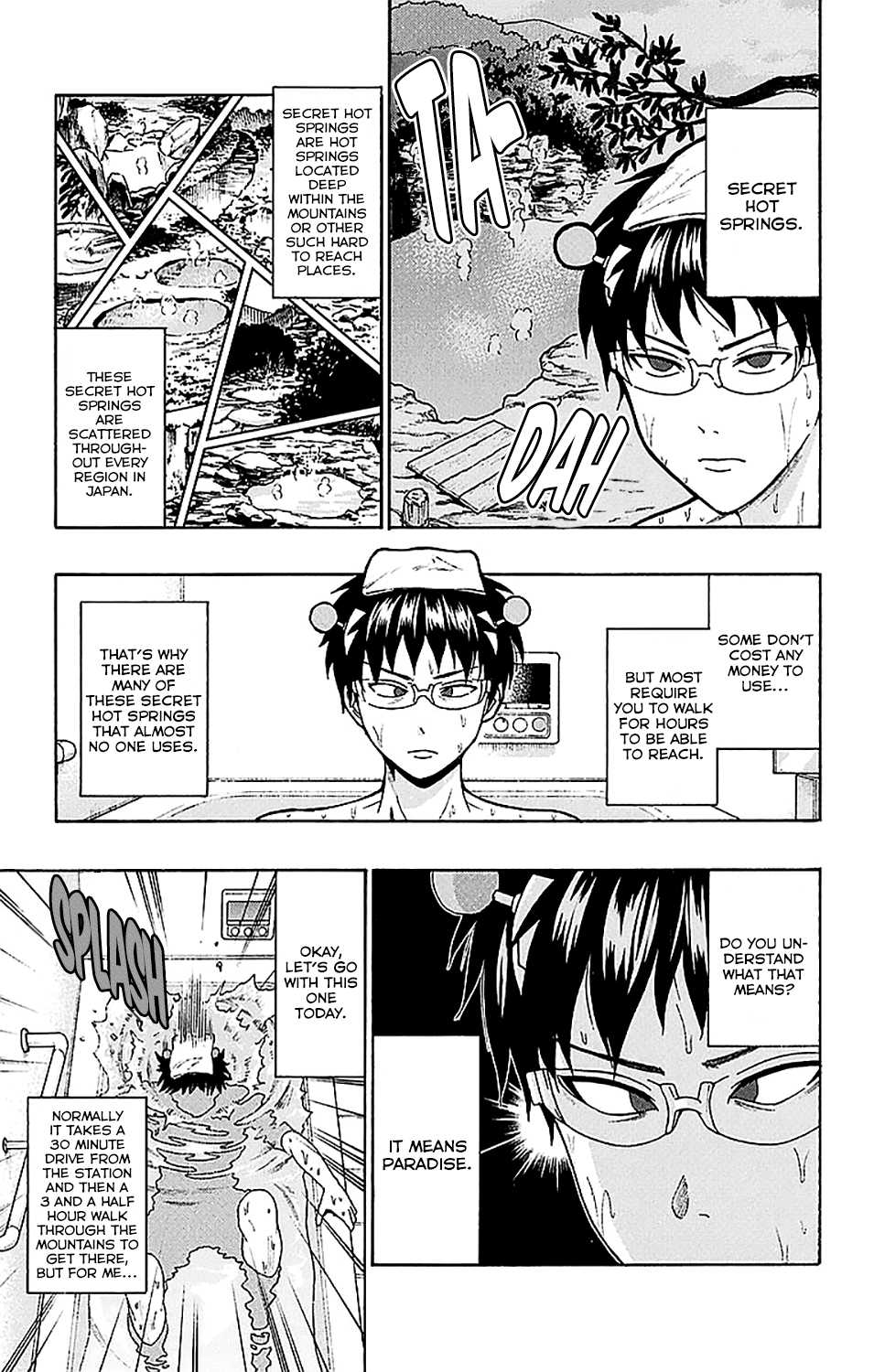 Saiki Kusuo no Sainan Chapter 229 page 6 - Chapter 229: No Need for Bath Salts! Taking a Dip in the PSIcret Hot Springs