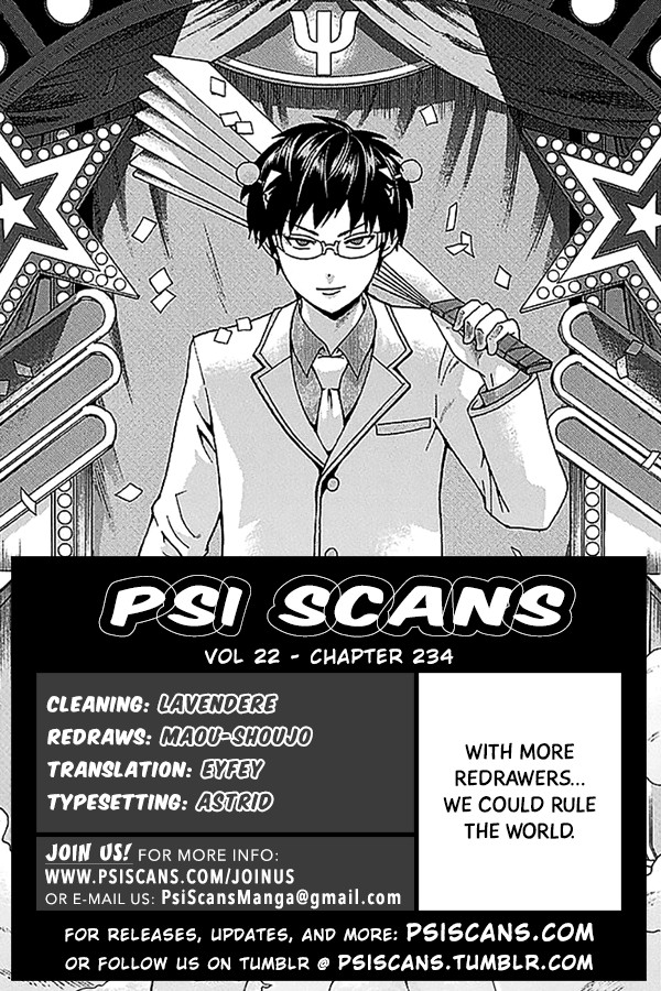 Saiki Kusuo no Sainan Chapter 234 page 1 - Chapter 234: Do Some RePSIearch! The Super Idol's Secret