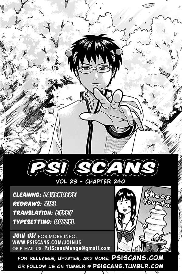 Saiki Kusuo no Sainan Chapter 240 page 1 - Chapter 240: Don't Forget your Birthday PrePSInt!