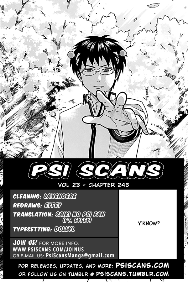 Saiki Kusuo no Sainan Chapter 245 page 1 - Chapter 245: Trending on a Streaming PSIte