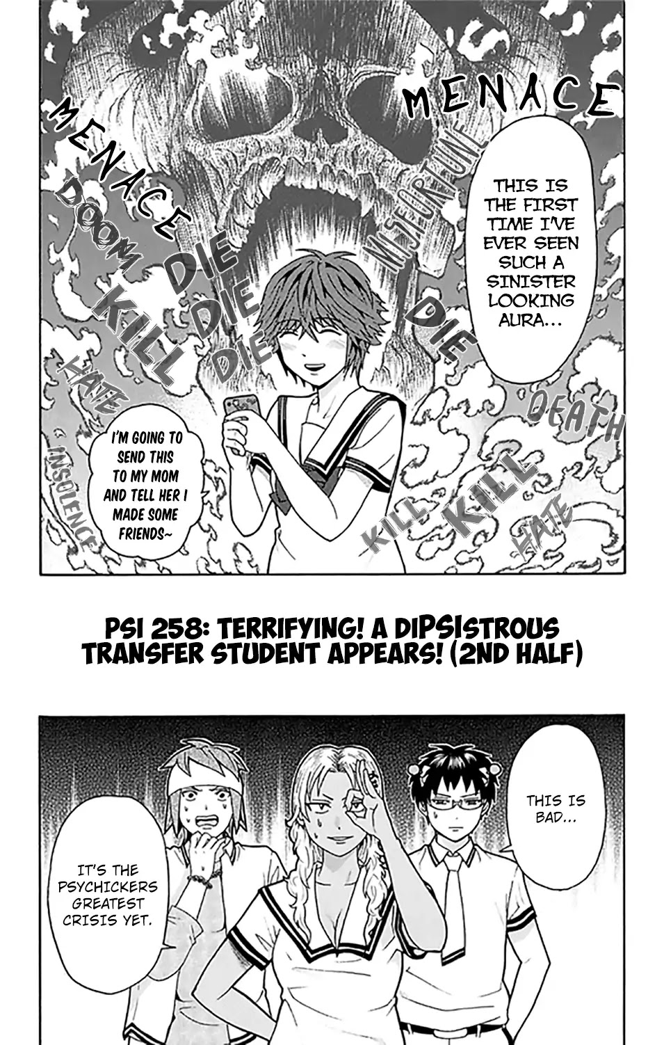 Saiki Kusuo no Sainan Chapter 258 page 4 - Chapter 258: Terrifying! A DiPSIstrous Transfer Student Appears! (Second Half)