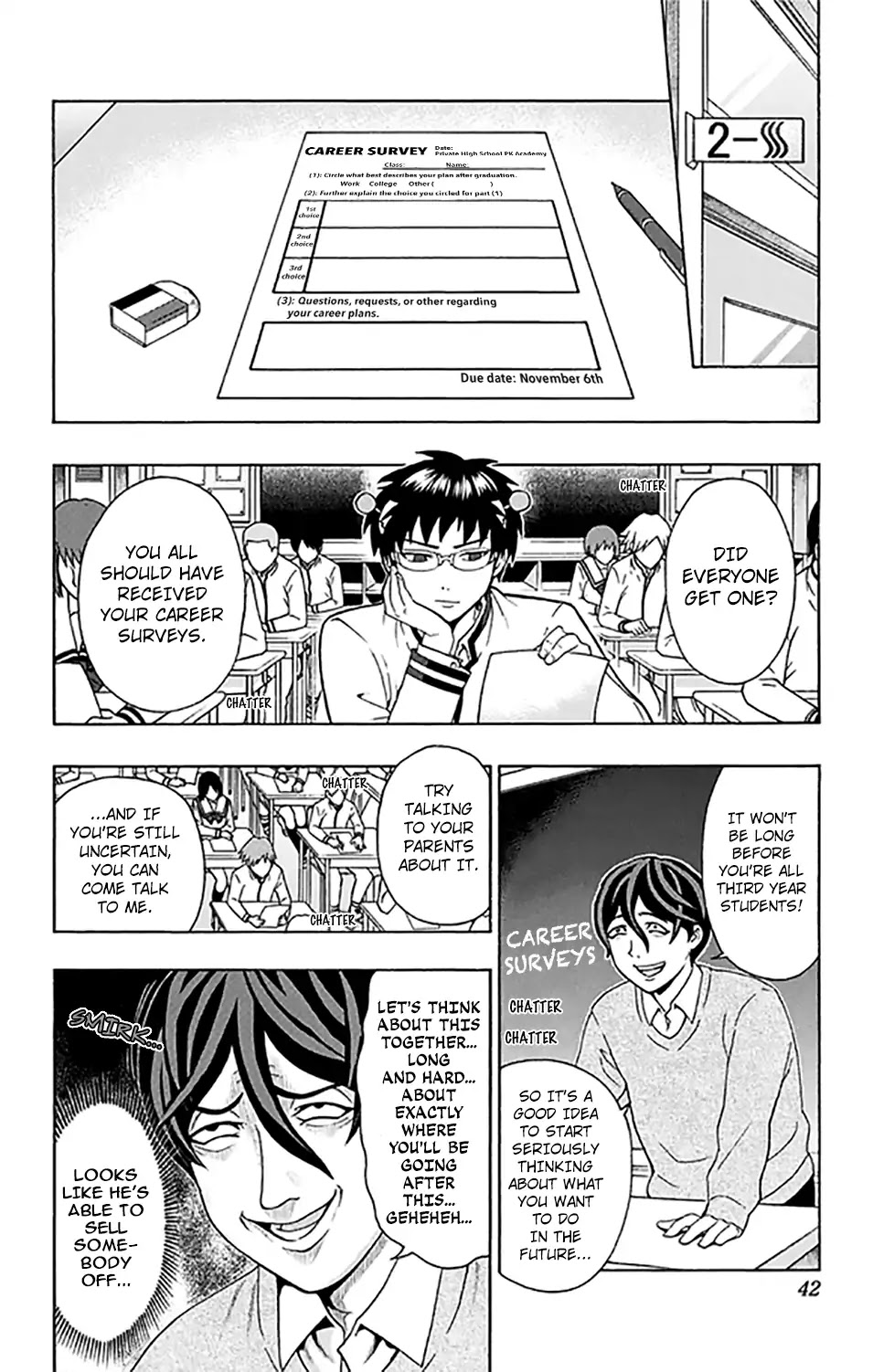 Saiki Kusuo no Sainan Chapter 265 page 3 - Chapter 265: To Each Their Own. MiscPSIllaneous Career Paths!