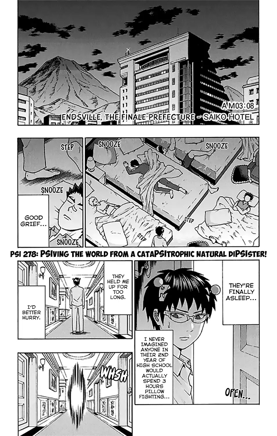Saiki Kusuo no Sainan Chapter 278 page 2 - Chapter 278: PSIving the World from a CataPSItrophic Natural DiPSIster!
