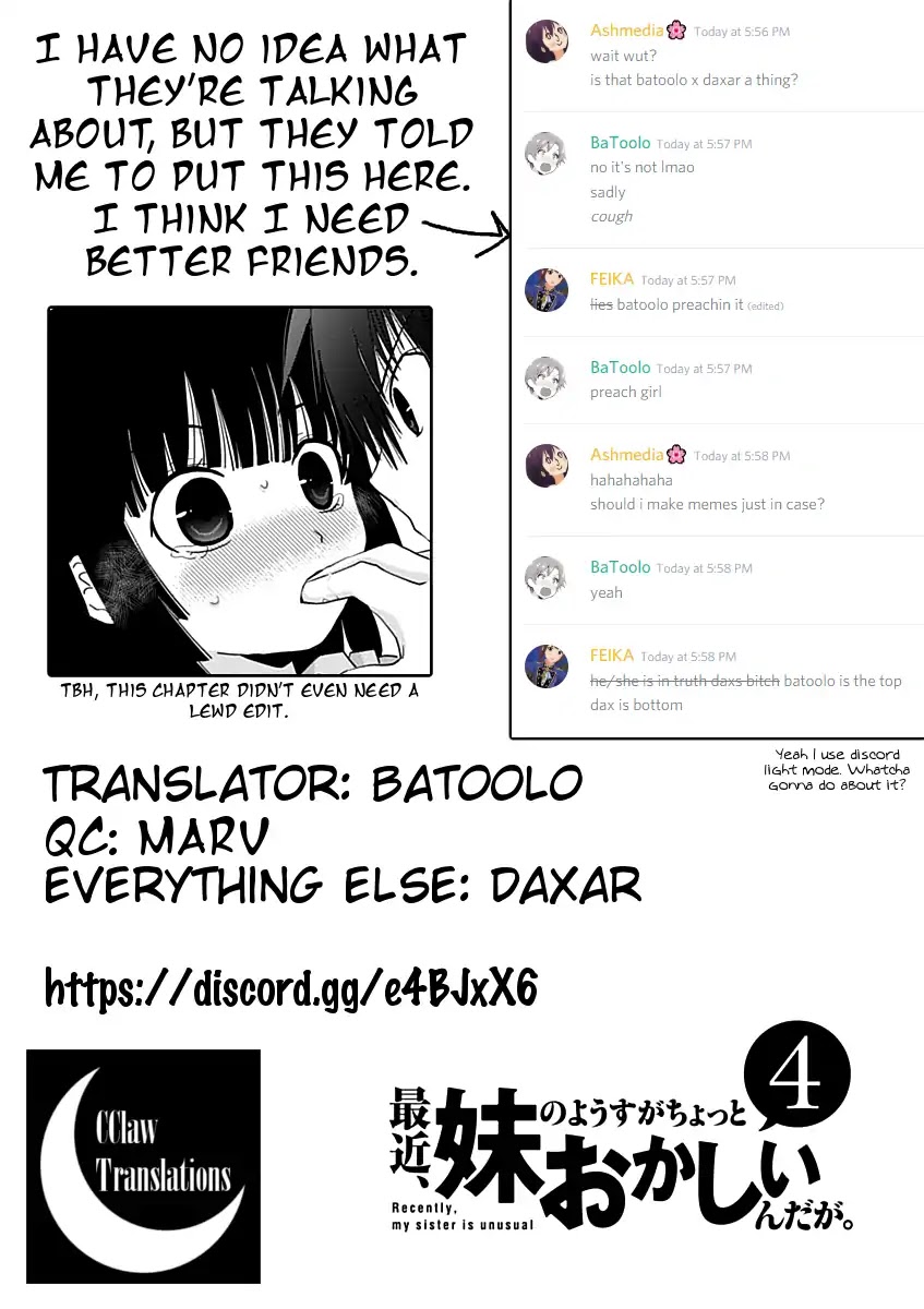 Saikin, Imouto no Yousu ga Chotto Okashii n da ga. Chapter 20 page 31 - Chapter 20: What is This? I Feel So Sensitive...!