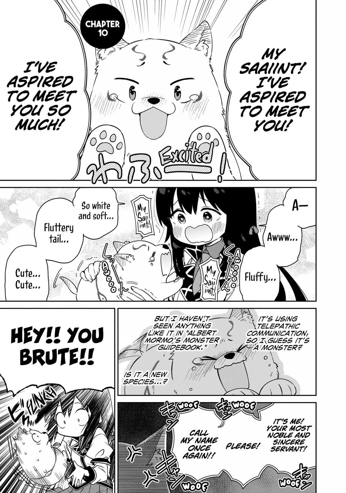 Saint? No, Just a Passing Monster Tamer! ~The Completely Unparalleled Saint Travels with Fluffies~ Chapter 10 page 1 - Chapter 10: Divine Wolf Fenrir? No, Starting Today I'm Fenfen!