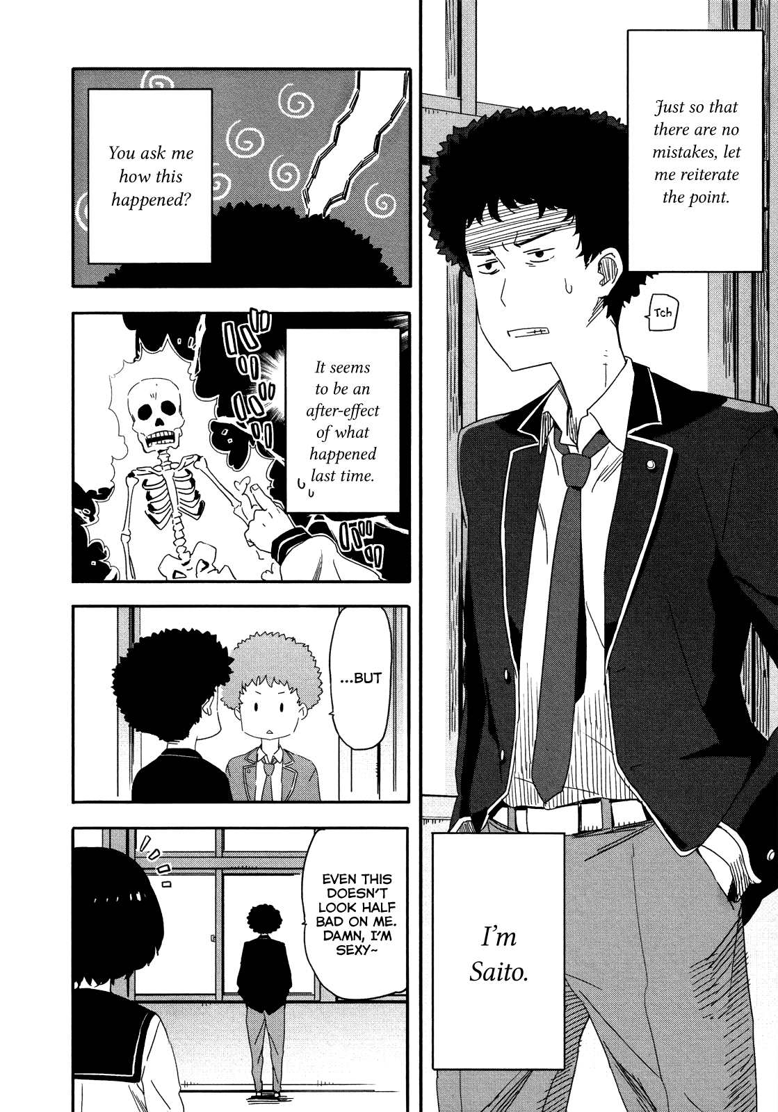 Saito-kun wa Chounouryokusha Rashii Chapter 12 page 4 - Chapter 12: (Omitted) I Got an Afro