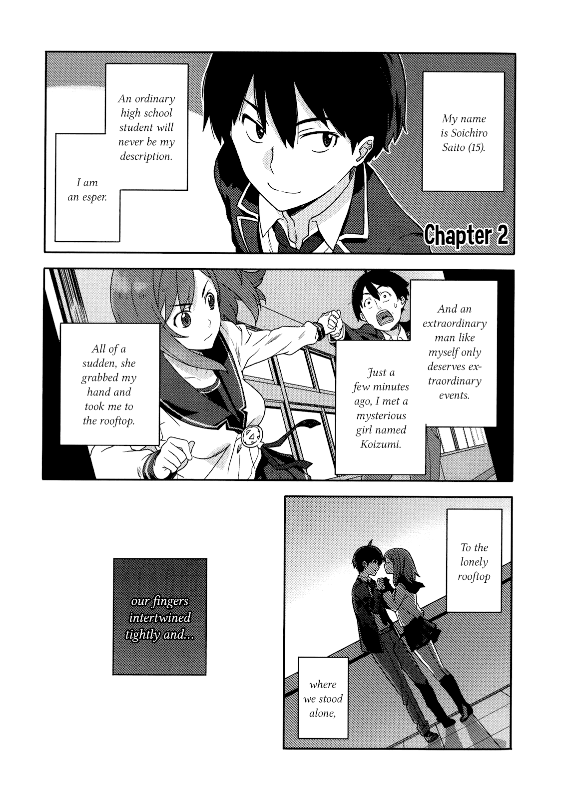 Saito-kun wa Chounouryokusha Rashii Chapter 2 page 1 - Chapter 2: An ESP Girl Appears! And the Pig and Afro Occasionally