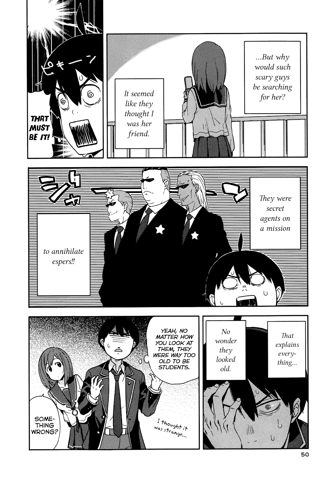 Saito-kun wa Chounouryokusha Rashii Chapter 2 page 14 - Chapter 2: An ESP Girl Appears! And the Pig and Afro Occasionally