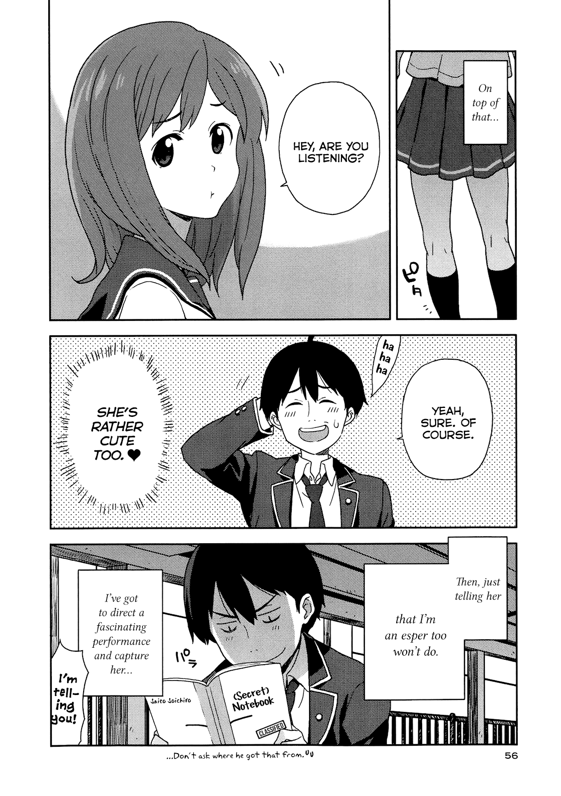 Saito-kun wa Chounouryokusha Rashii Chapter 2 page 20 - Chapter 2: An ESP Girl Appears! And the Pig and Afro Occasionally