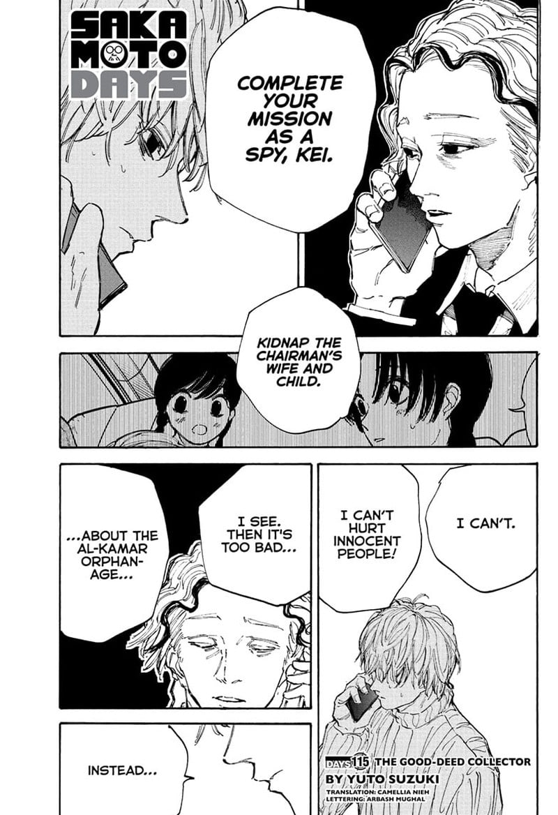 Sakamoto Days Chapter 115 page 1 - Chapter 115: The Good-Deed Collector