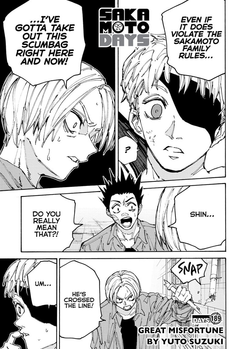 Sakamoto Days Chapter 189 page 1 - Chapter 189: Great Misfortune