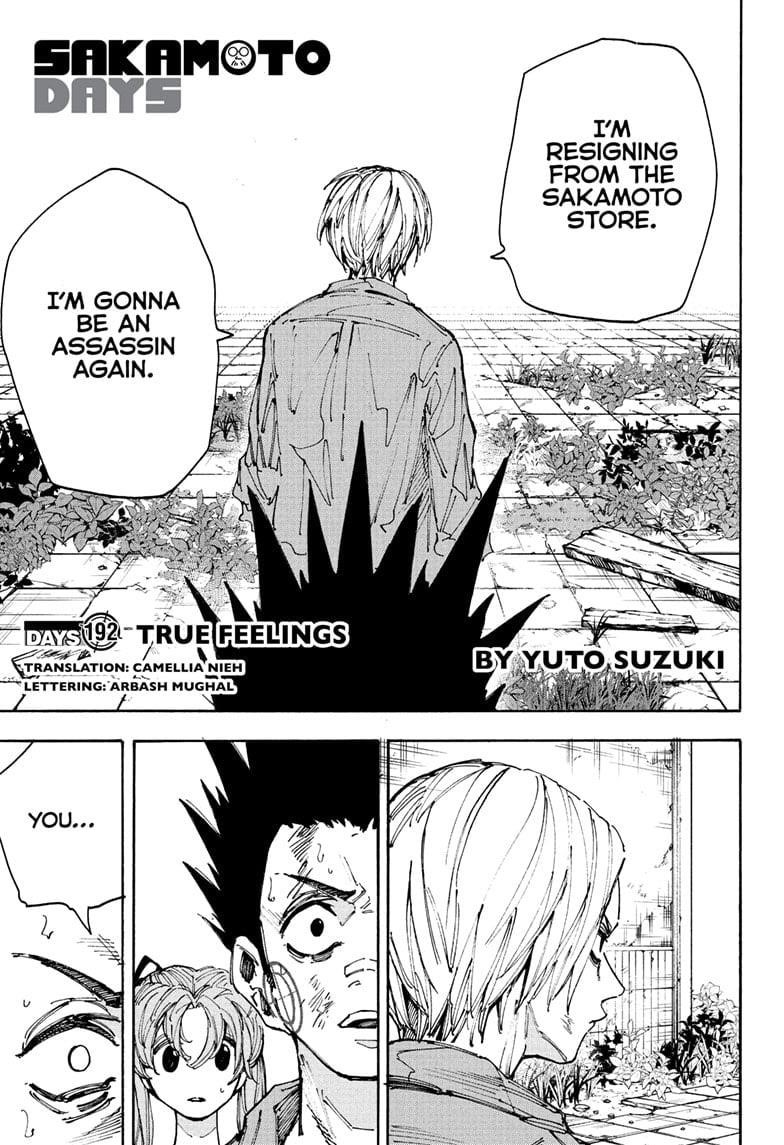 Sakamoto Days Chapter 192 page 1 - Chapter 192: True Feelings