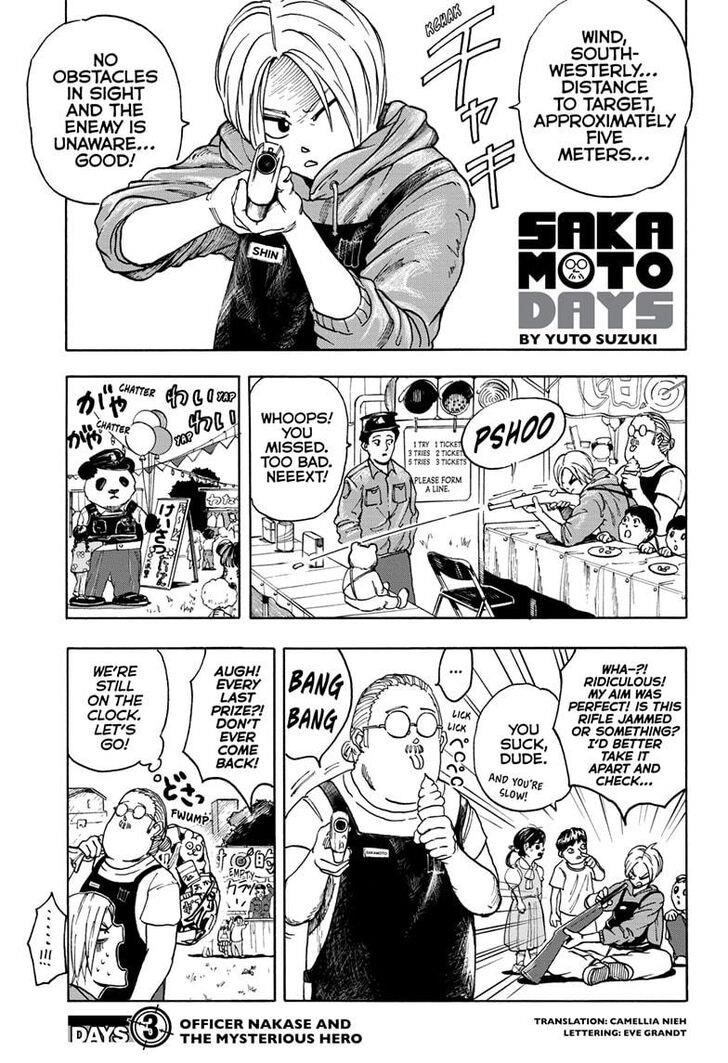 Sakamoto Days Chapter 3 page 1 - Chapter 3: Officer Nakase and the Mysterious Hero