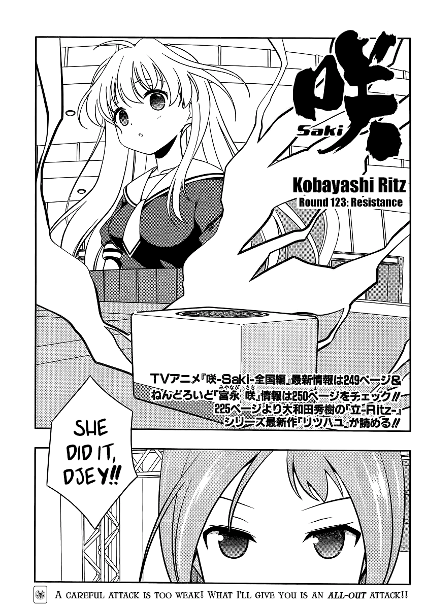 Saki Chapter 123 page 1 - Chapter 123: Resistance