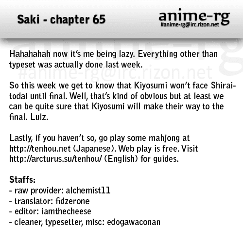Saki Chapter 65 page 15 - Chapter 65: Drafting