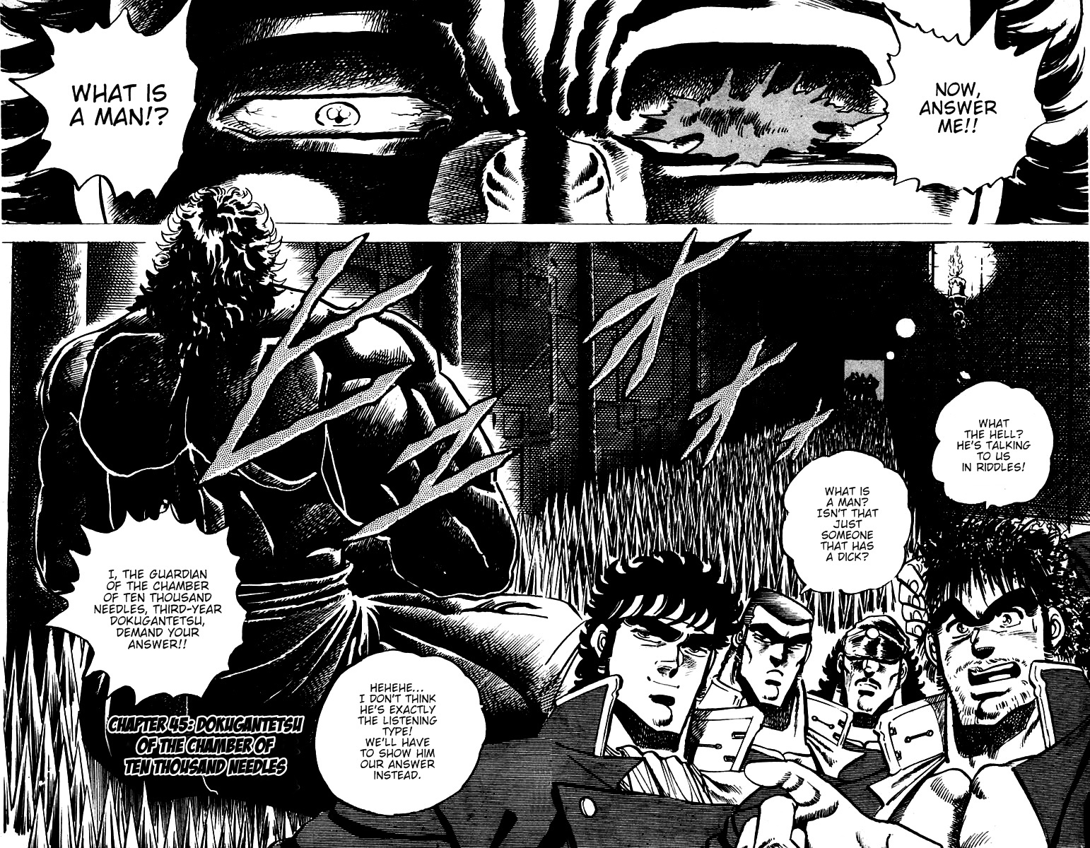 Sakigake!! Otokojuku Chapter 45 page 1 - Chapter 45: Dokugantetsu of the Chamber of Ten Thousand Needles