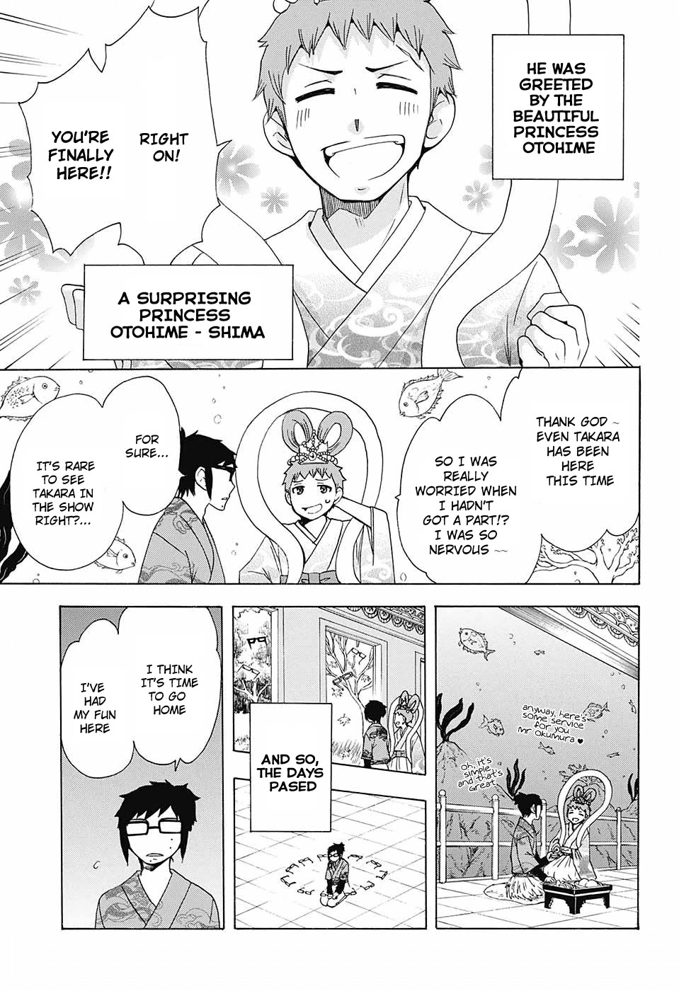 Salaryman Futsumashi Okumura Yukio no Aishuu Chapter 40 page 18 - Chapter 40: The Sorrows of the Cram School's Fairytale Performance