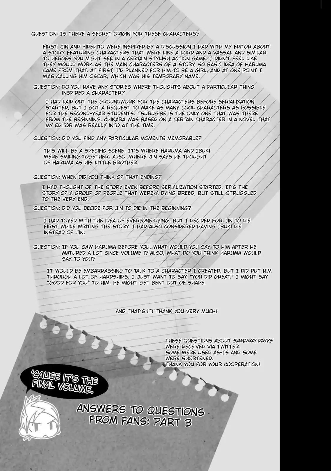 Samurai Drive Chapter 35.7 page 3 - Vol.8 Afterword