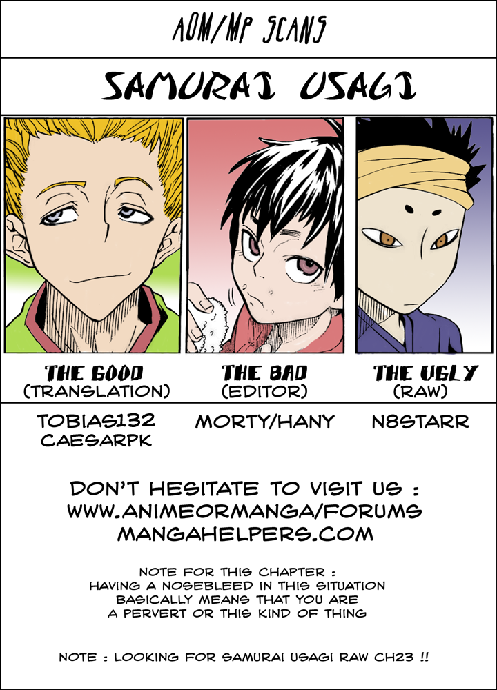 Samurai Usagi Chapter 5 page 22 - Chapter 5: Statue of God and the Drunken Miko