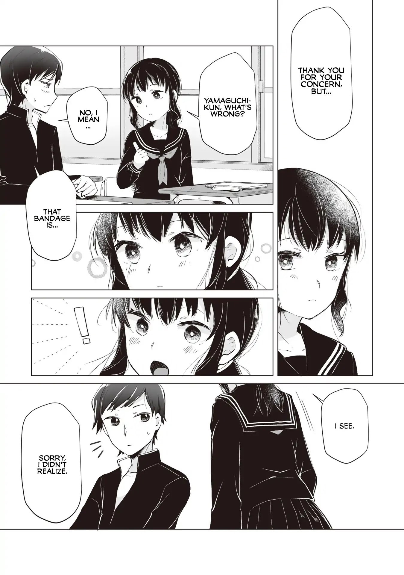 Satou-san Who Sits Next To Me Chapter 1 page 11 - Chapter 1: Tonari no Anoko to Bansouko "Bandage and the Girl Next Seat"