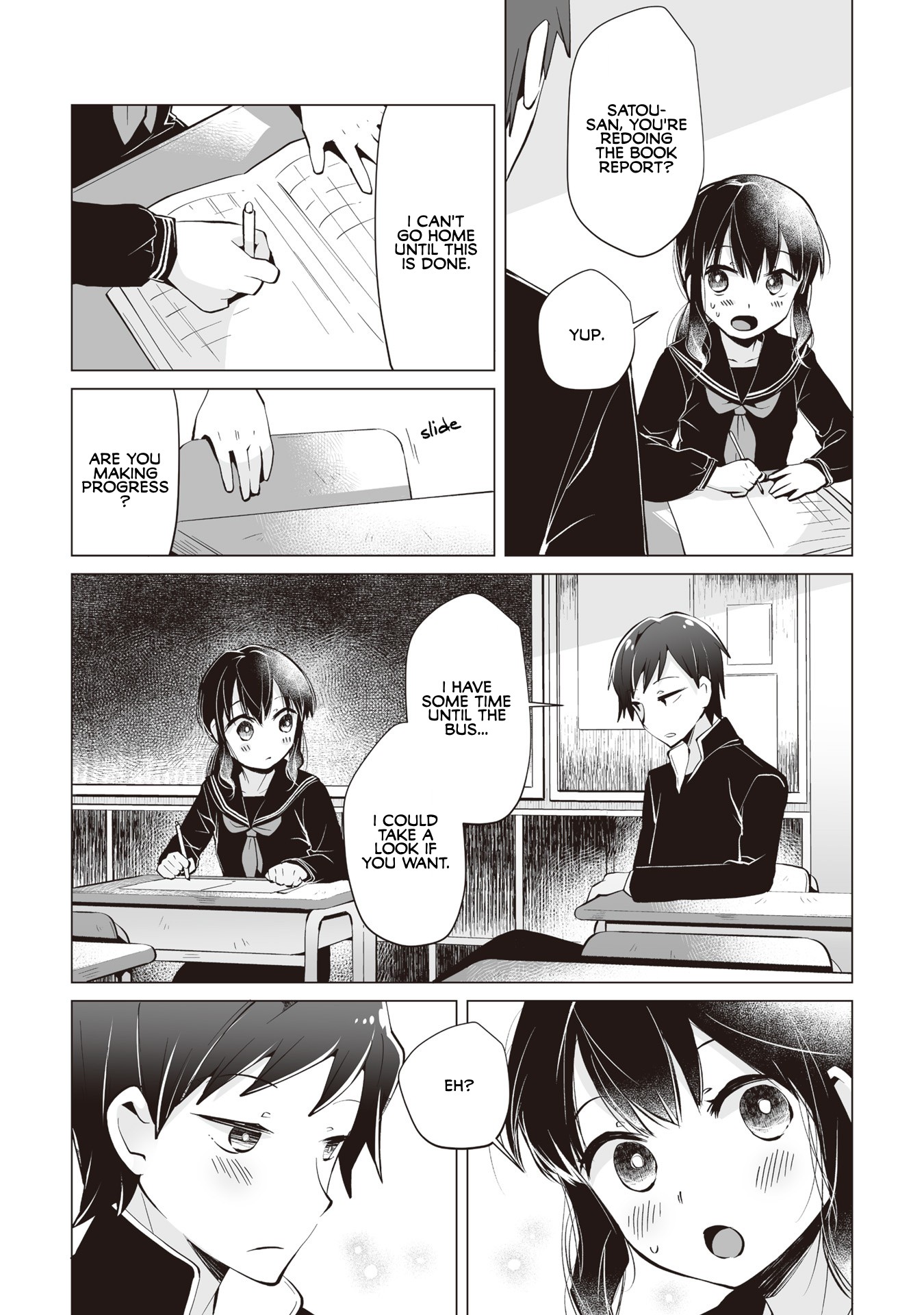 Satou-san Who Sits Next To Me Chapter 6 page 4 - Chapter 6: Satou-san to Dokushokansobun "Satou-san and the Book Report"