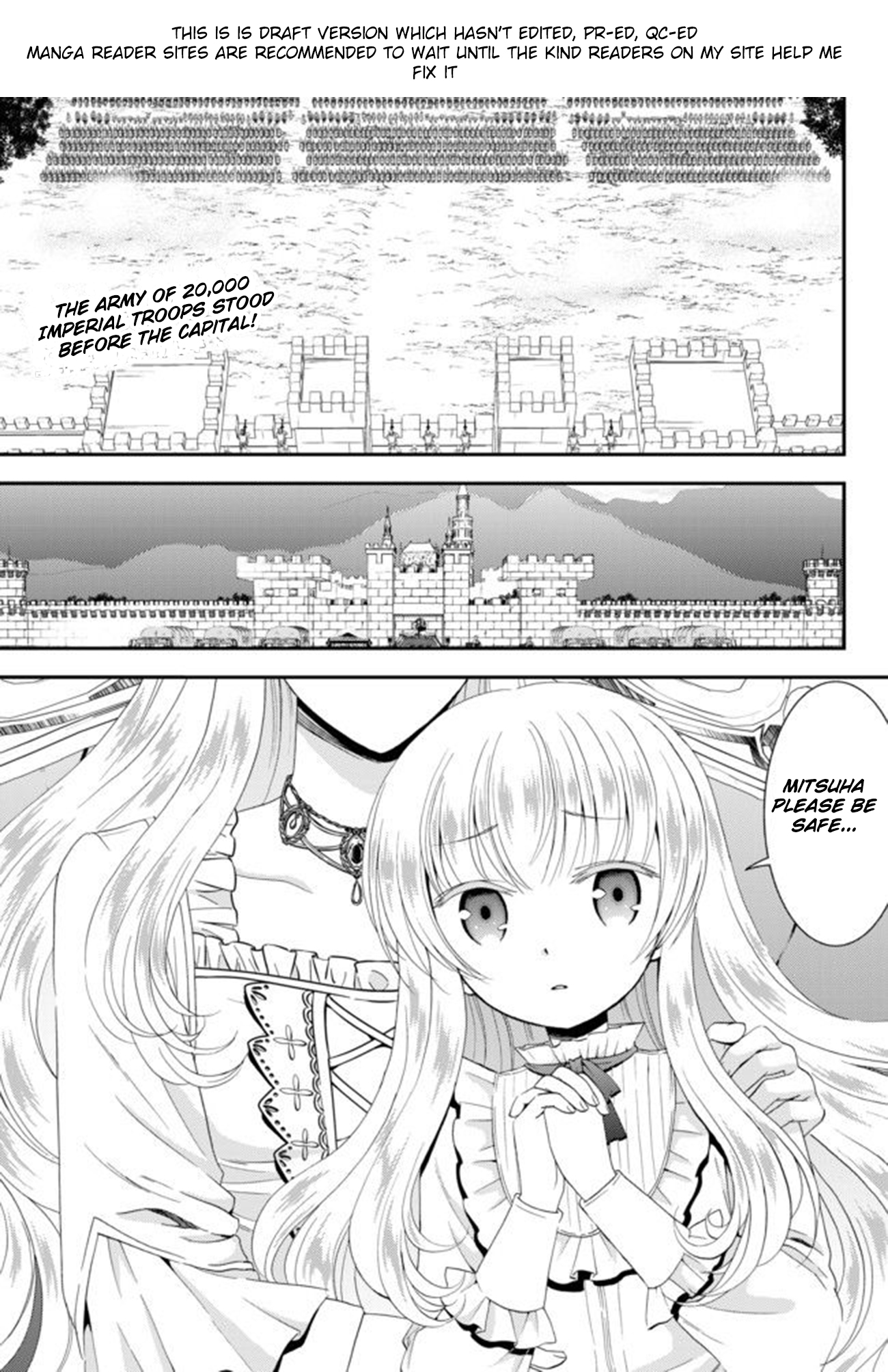 Saving 80,000 Gold Coins in the Different World for My Old Age Chapter 32.1 page 1 - Chapter 32.1: Shrine Princess, To The Battlefield (Part 2)