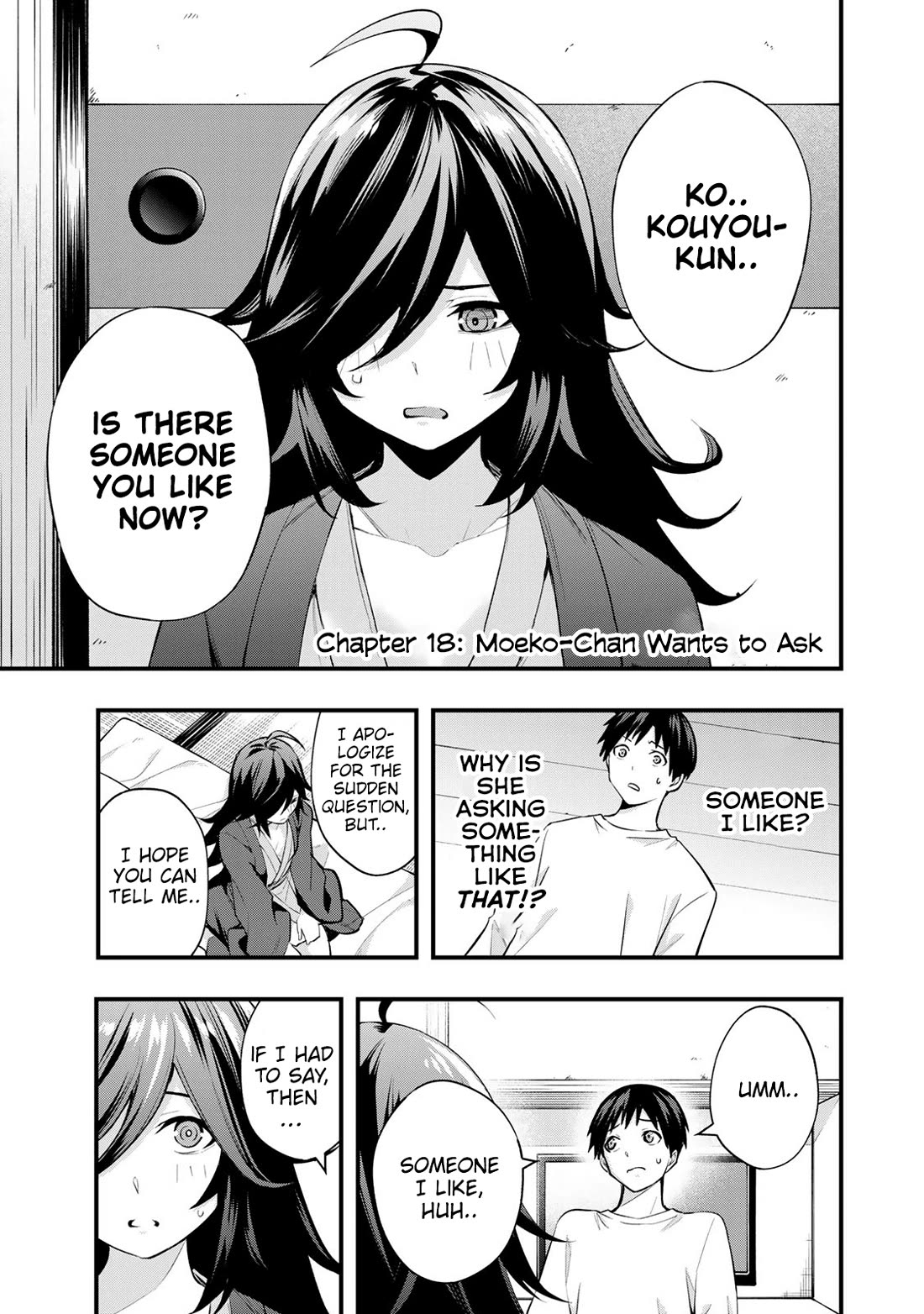 Sawaranaide Kotesashi-kun Chapter 18 page 1 - Chapter 18: Moeko-Chan Wants to Ask