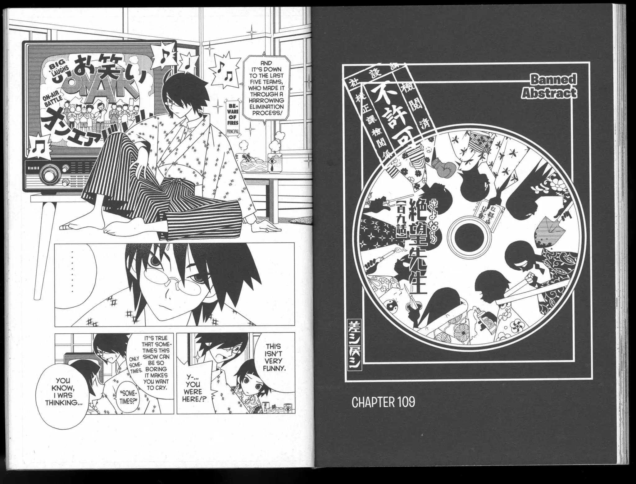 Sayonara Zetsubou Sensei Chapter 109 page 1 - Chapter 109: Banned Abstract