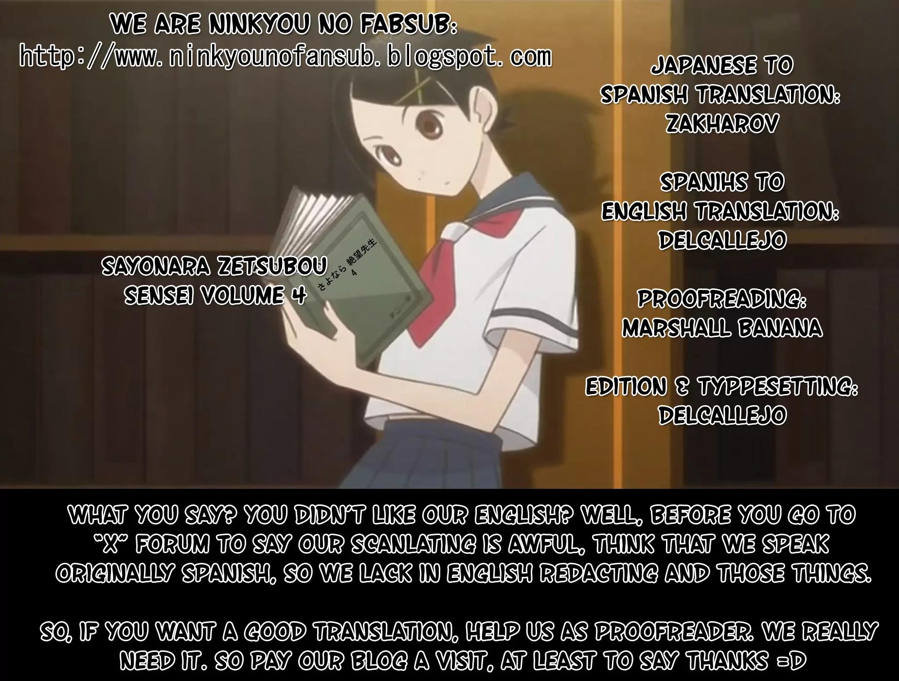 Sayonara Zetsubou Sensei Chapter 31 page 15 - Chapter 31 : The discard of bronze