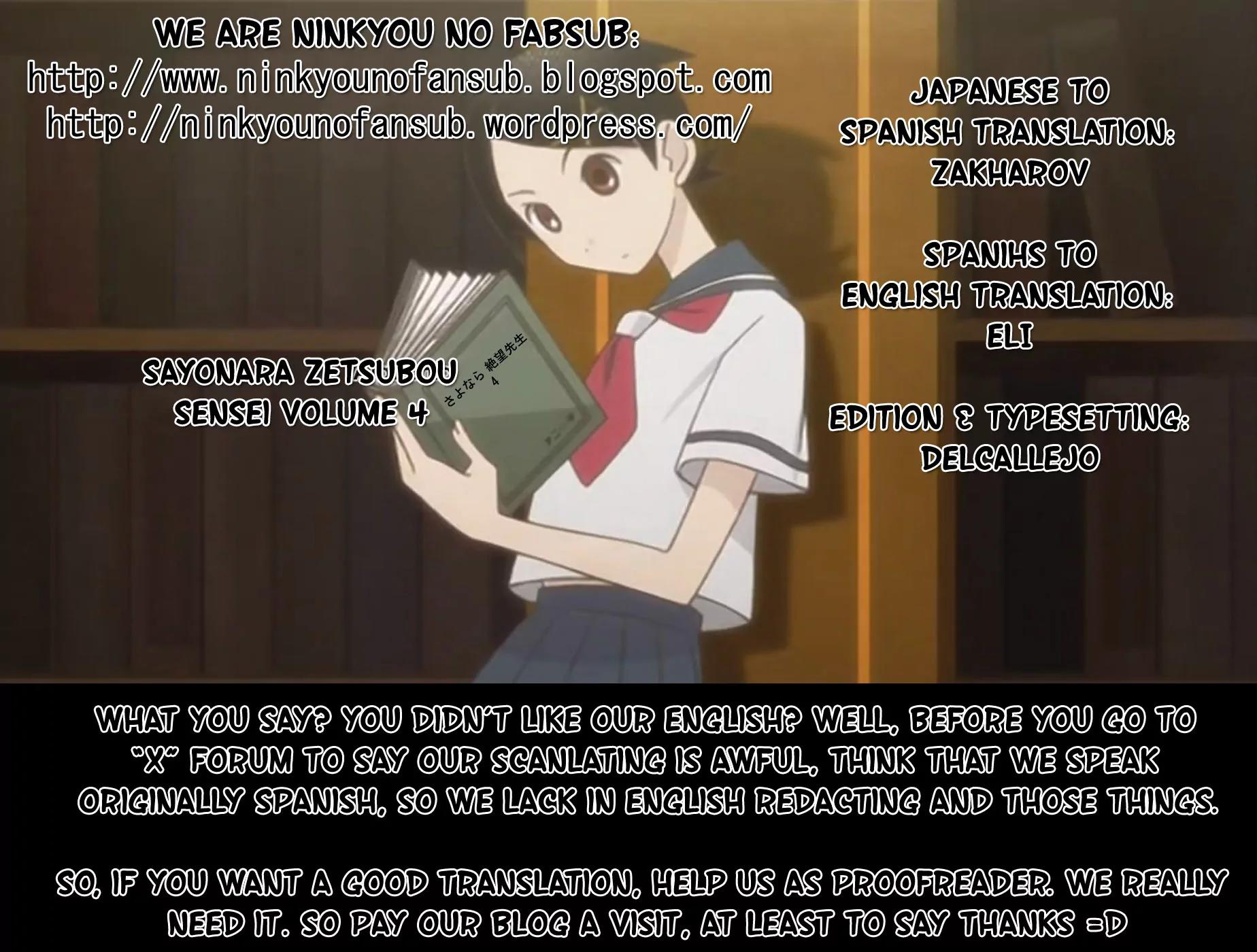 Sayonara Zetsubou Sensei Chapter 32 page 15 - Chapter 32 : Forgive me for being born on december 4th