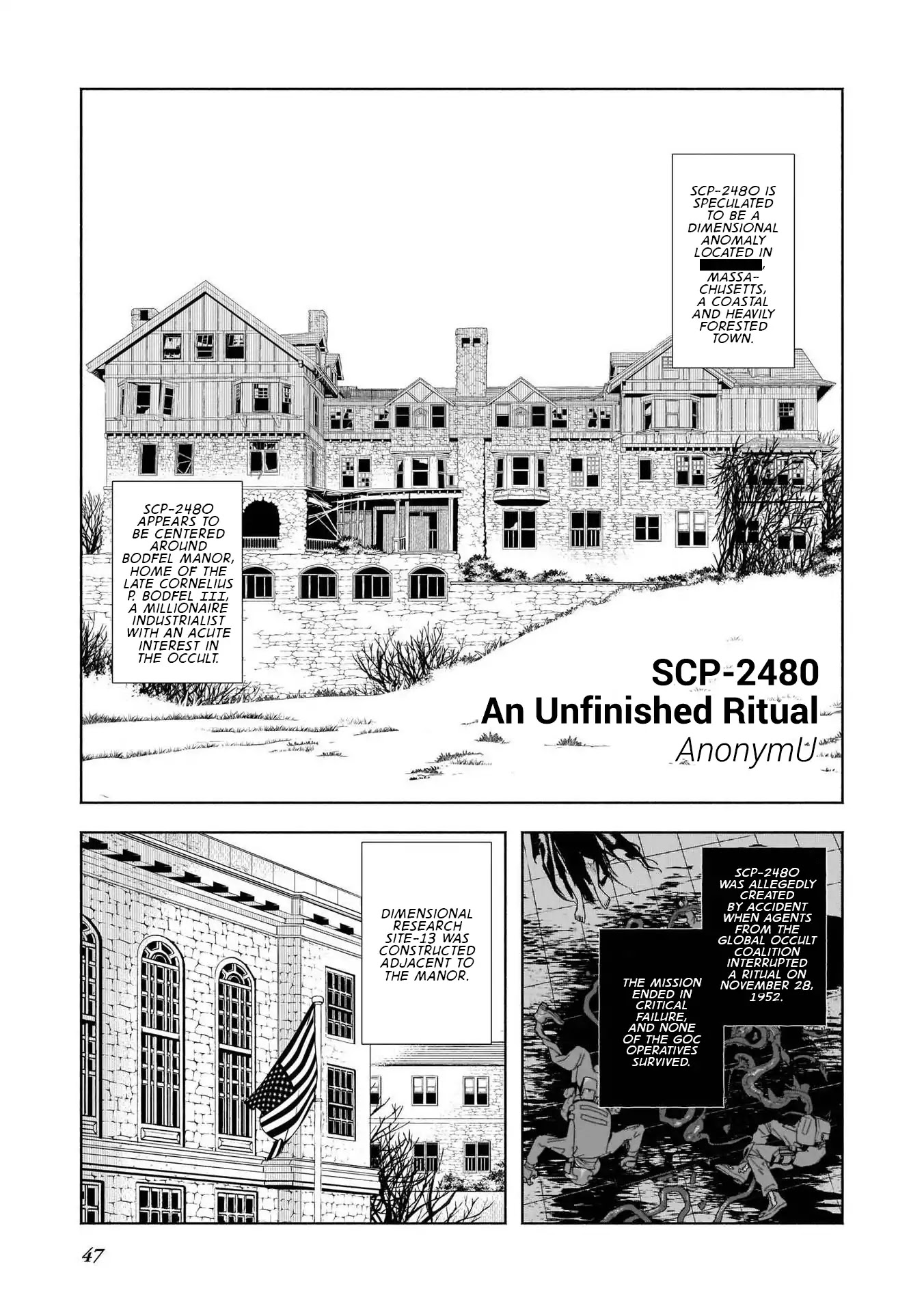 SCP Comic Anthology - KAI Chapter 5 page 1 - Chapter 5: SCP-2480 - An Unfinished Ritual (AnonymU)