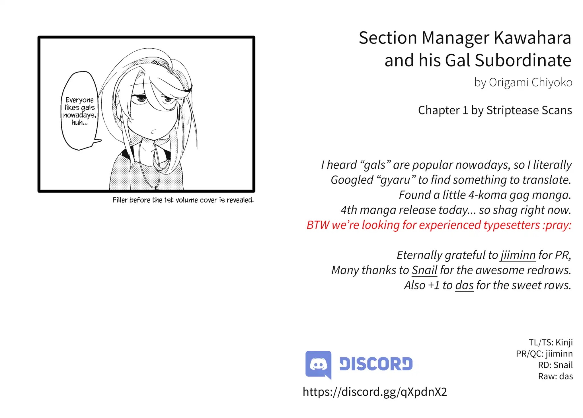 Section Manager Kawahara and his Gal Subordinate Chapter 1 page 1 - Chapter 1