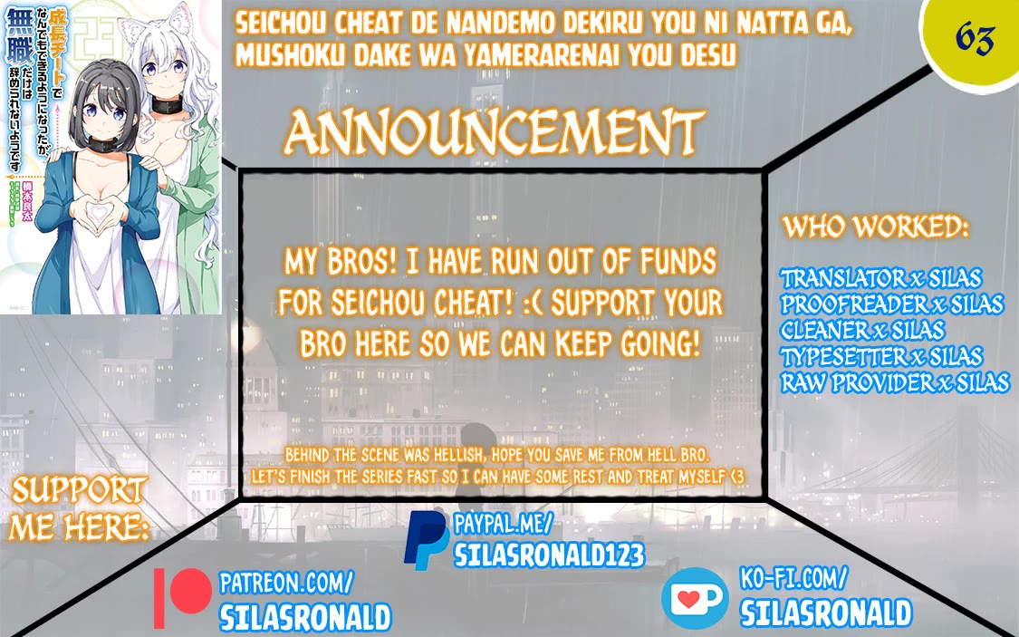 Seichou Cheat de Nandemo Dekiru you ni Natta ga, Mushoku dake wa Yamerarenai you desu Chapter 63 page 1 - Chapter 63