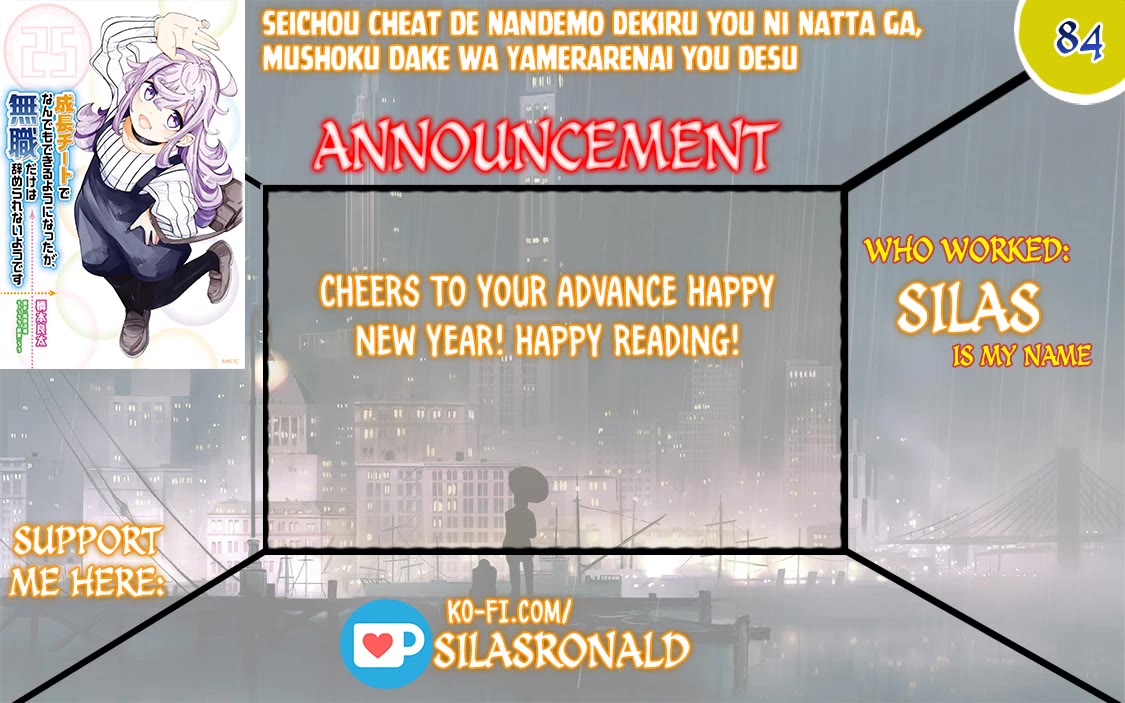 Seichou Cheat de Nandemo Dekiru you ni Natta ga, Mushoku dake wa Yamerarenai you desu Chapter 84 page 1 - Chapter 84