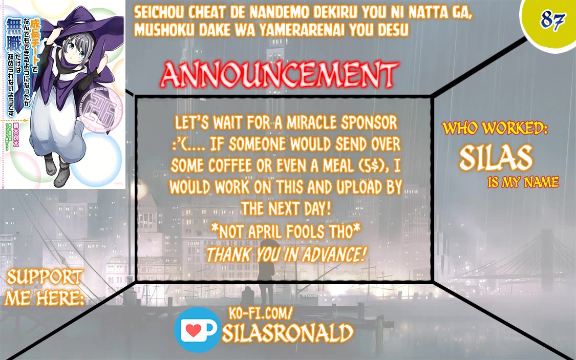Seichou Cheat de Nandemo Dekiru you ni Natta ga, Mushoku dake wa Yamerarenai you desu Chapter 87 page 1 - Chapter 87