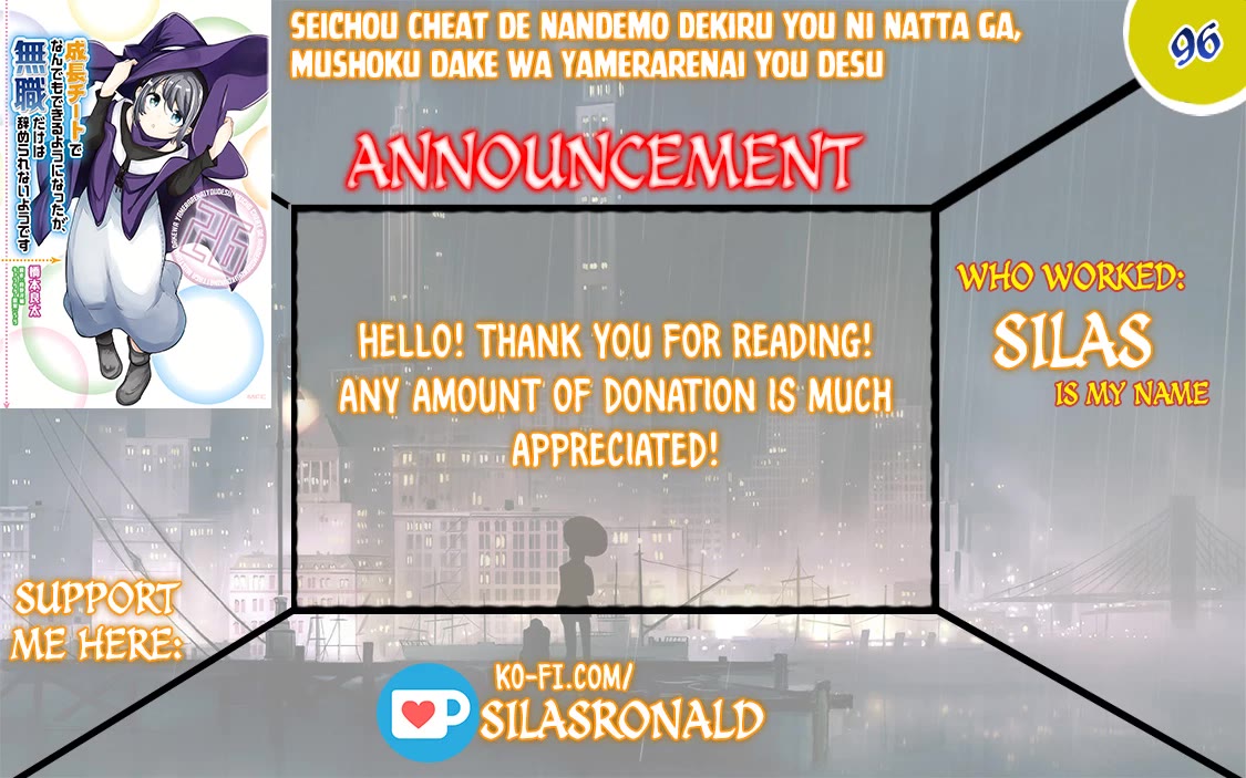Seichou Cheat de Nandemo Dekiru you ni Natta ga, Mushoku dake wa Yamerarenai you desu Chapter 96 page 1 - Chapter 96