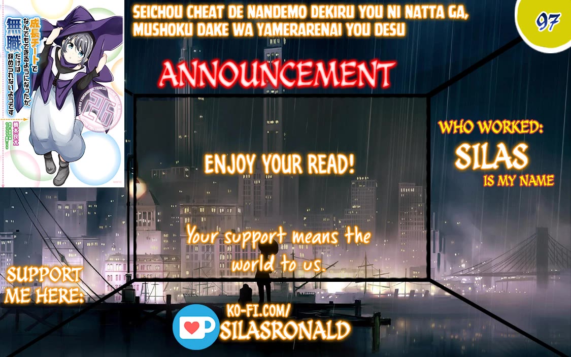 Seichou Cheat de Nandemo Dekiru you ni Natta ga, Mushoku dake wa Yamerarenai you desu Chapter 97 page 1 - Chapter 97