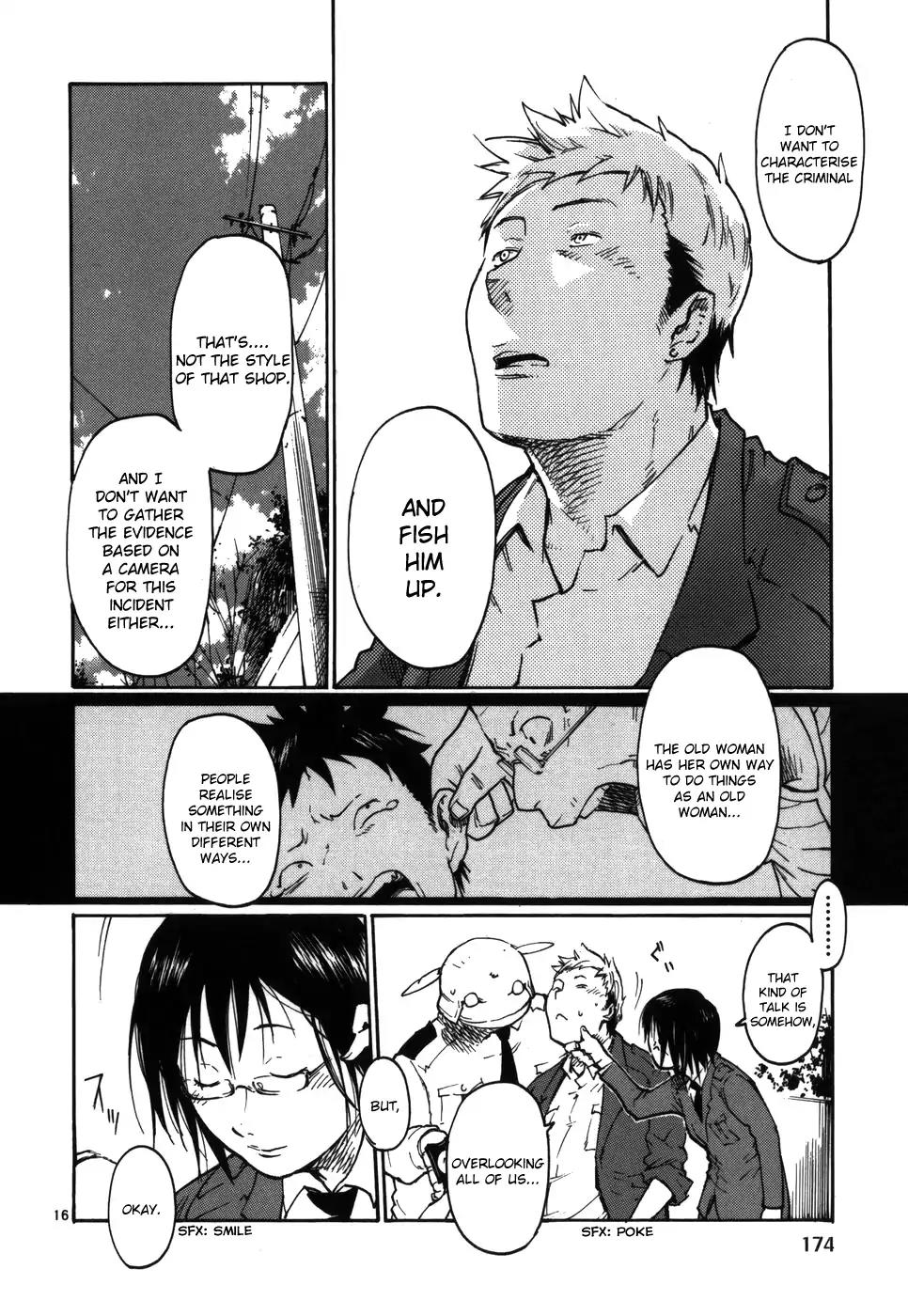 Seigi Keikan Monju Chapter 15 page 16 - Chapter 15: The Worries of an Old Snack Shop Lady