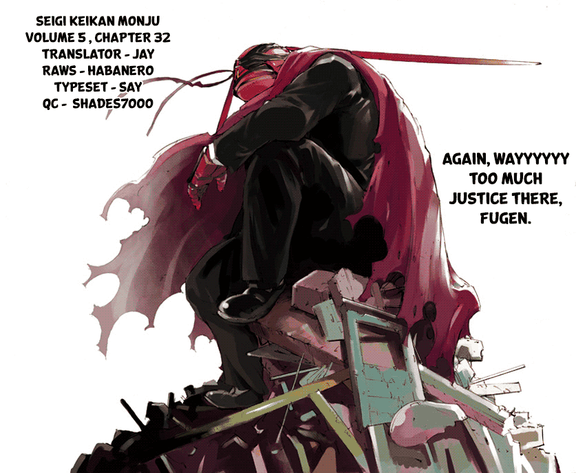 Seigi Keikan Monju Chapter 32 page 31 - Chapter 32: The Explosion of Red. White, Who He Bet His Life On.